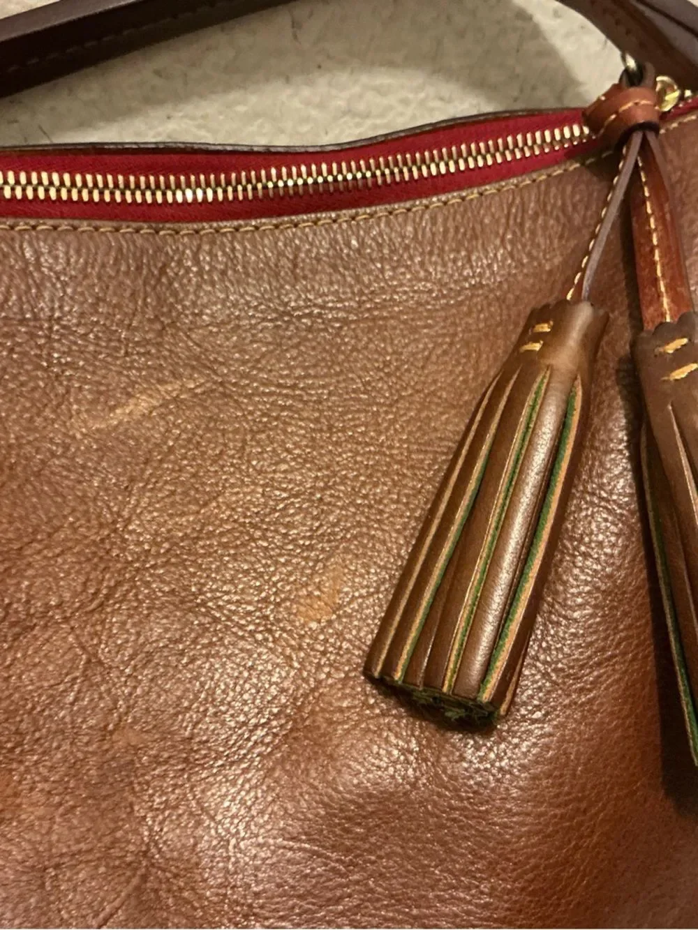 Dooney & Bourke Natural Brown Florentine Leather Hobo with Braided Strap! GUC!!